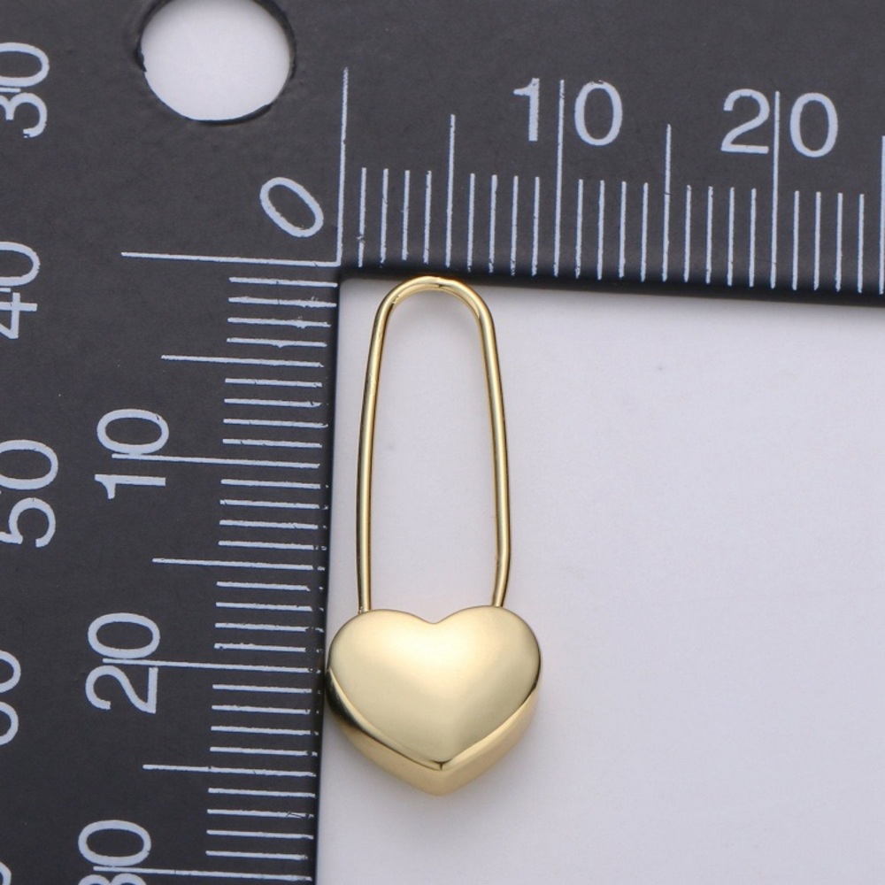24K gold dangle heart earrings - Picture 5 of 5